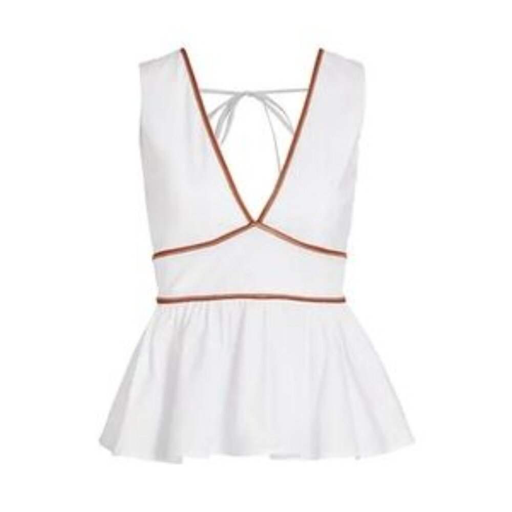 New Staud Trent Peplum Top ivory 6